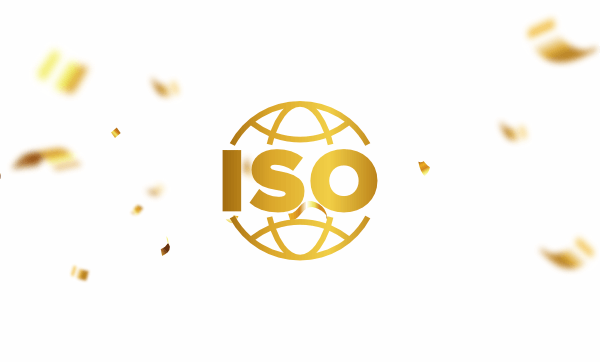 Símbolo da ISO dourada com confetes dourados