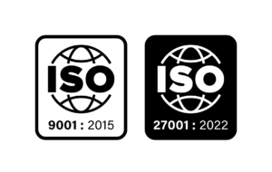 Selos da ISO 9001:2015 e ISO 27001:2022